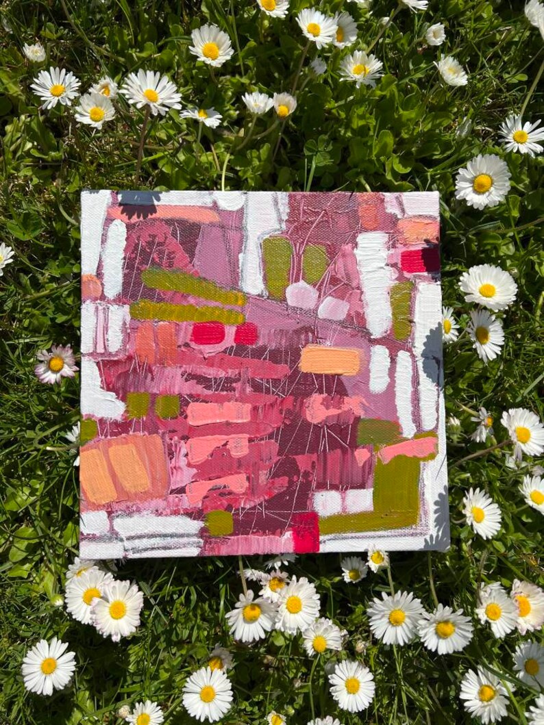 Small Original Abstract Painting on Canvas, Modern Artwork, 20x20cm