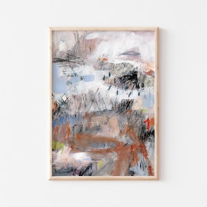 Original abstract painting on paper made with acrylic paint, loose abstract painting, affordable small wall art for home or office decor