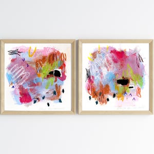 Small mini digital abstract paintings, painting set, colorful abstract, square gallery wall , affordable abstract, modern abstract set