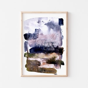 dipinto astratto ad acquerello su carta, opera d'arte in formato A4, astratto blu navy, acquerello astratto, dipinto moderno, astratto moderno