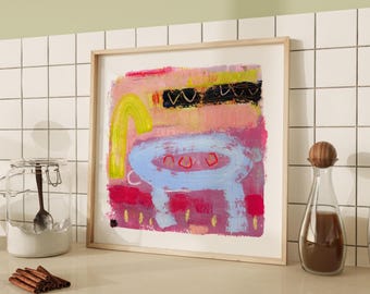 Colorful Kitchen Abstract Art Print: Modern Square Design (Digital Download)