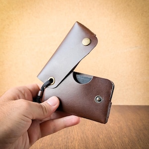 Dark brown color Minimalist Leather Wallet Card Holder, Coins, Slim Minimal Small Leather Wallet, Gift, Men Women
