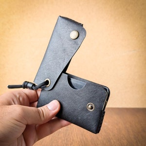 Black color Minimalist Leather Wallet Card Holder, Coins, Slim Minimal Small Leather Wallet, Gift, Men Women