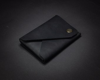 Porte-cartes portefeuille en cuir minimaliste, pièces de monnaie, petit portefeuille en cuir mince minimal, cadeau, hommes femmes