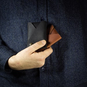Minimalist Leather Wallet Card Holder, Coins, Slim Minimal Small Leather Wallet, Gift, Men Women