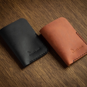 Cartera de cuero minimalista, tarjetero, monedas, cartera de cuero pequeña mínima delgada, regalo, hombres y mujeres