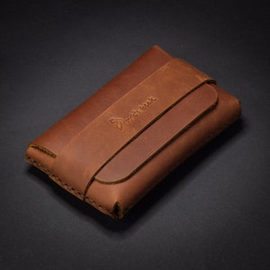 Minimalist Leather Wallet Card Holder, Coins, Slim Minimal Small Leather Wallet, Gift, Men Women imagem 1