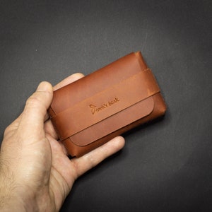 Minimalist Leather Wallet Card Holder, Coins, Slim Minimal Small Leather Wallet, Gift, Men Women imagem 6
