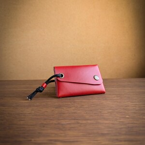 Red Color Minimalist Leather Wallet Card Holder, Coins, Slim Minimal ...