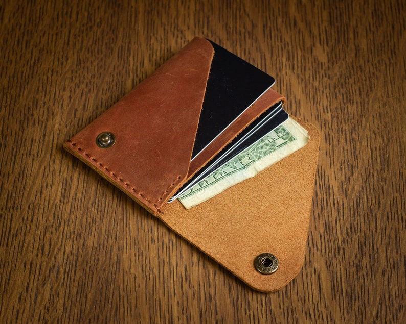 Minimalist Leather Wallet Card Holder, Coins, Slim Minimal Small Leather Wallet, Gift, Men Women image 9