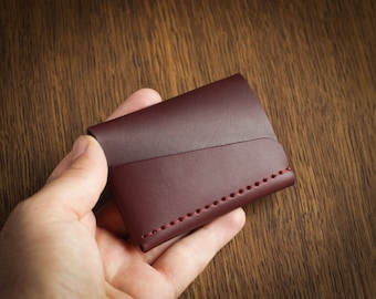 Minimalist Leather Wallet Card Holder, Coins, Slim Minimal Small Leather Wallet, Gift, Men Women