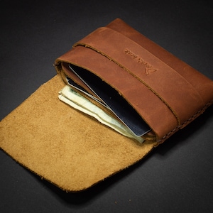 Minimalist Leather Wallet Card Holder, Coins, Slim Minimal Small Leather Wallet, Gift, Men Women imagem 4