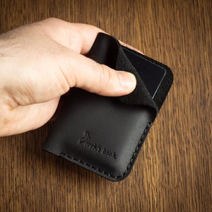 Cartera de cuero minimalista, tarjetero, monedas, cartera de cuero pequeña mínima delgada, regalo, hombres y mujeres