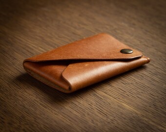 Minimalist Vegetable Tanned Leather Wallet, Slim Card Holder
