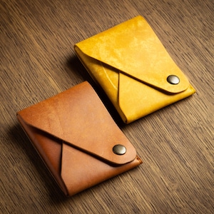 Cartera de cuero minimalista, tarjetero, monedas, cartera de cuero pequeña mínima delgada, regalo, hombres y mujeres