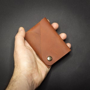 Minimalist Leather Wallet Card Holder, Coins, Slim Minimal Small Leather Wallet, Gift, Men Women image 3