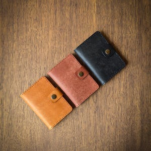 Cartera de cuero hecha a mano con tarjetero de dos hojas, elaborada con cuero italiano de grano completo curtido vegetal