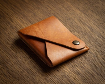 Minimalist Vegetable Tanned Leather Wallet, Slim Card Holder