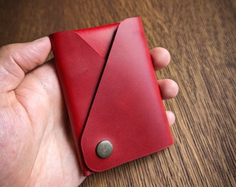 Portefeuille minimaliste en cuir pleine fleur, porte-cartes fin