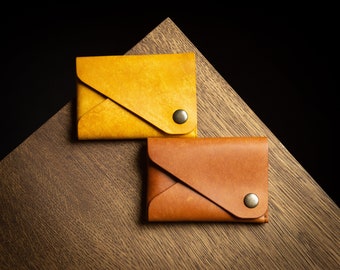 Minimalist Leather Wallet Card Holder, Coins, Slim Minimal Small Leather Wallet, Gift, Men Women