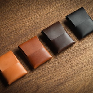 Minimalistische lederen portemonnee kaarthouder, munten, slanke minimale kleine lederen portemonnee, cadeau, mannen vrouwen