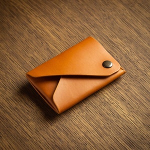 Minimalistische lederen portemonnee kaarthouder, munten, slanke minimale kleine lederen portemonnee, cadeau, mannen vrouwen