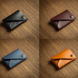 Cartera de cuero minimalista, tarjetero, monedas, cartera de cuero pequeña mínima delgada, regalo, hombres y mujeres