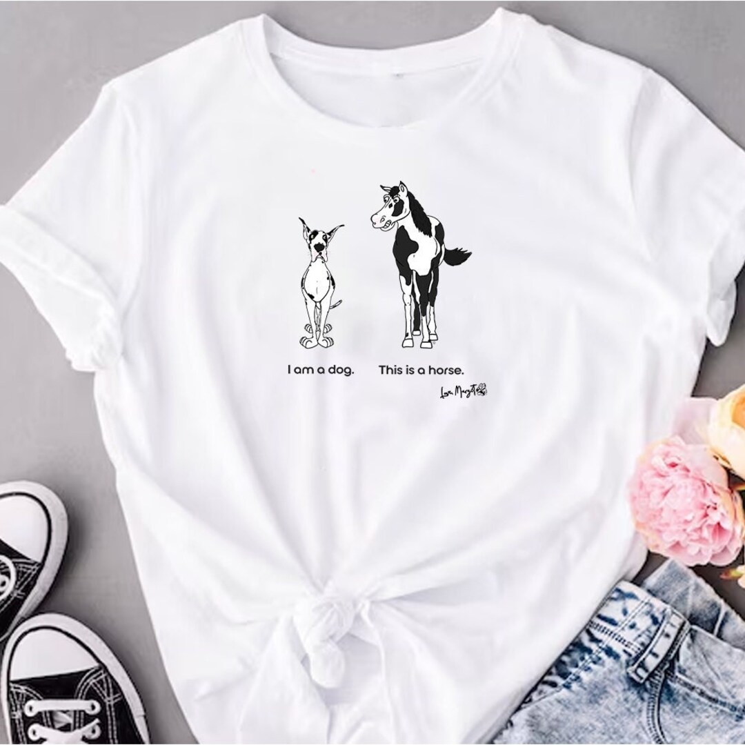 Great Dane Shirt Harlequin Dane Vs. Horse dog or Horse Great Dane