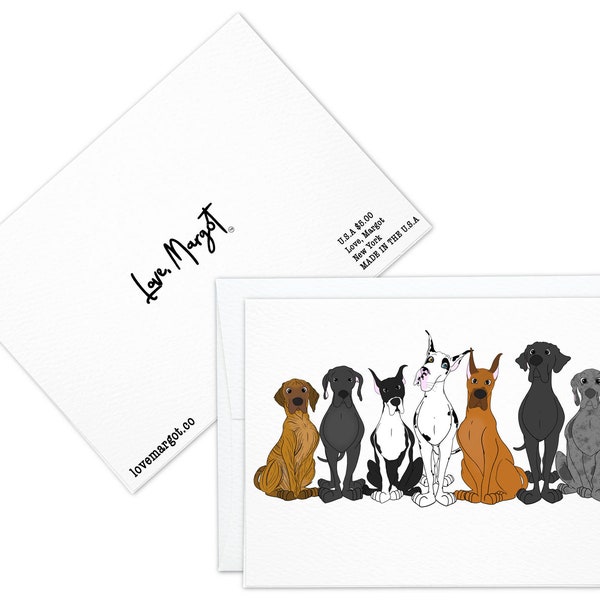 Great Danes in Every Color Greeting Card Great Dane Card Great Dane Art