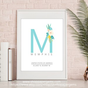 Memphis Coordinates Blue Floral Wall Art