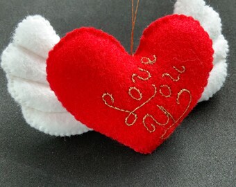 Personalized Valentines Day Gift for him | Valentine’s gifts for her | Felt holding heart with wings