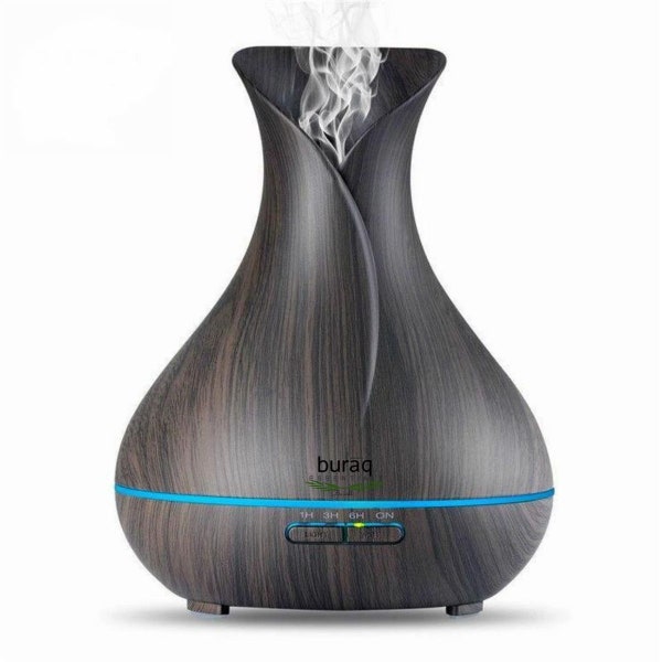 400 ML - Vase Aromatherapy Essential Oil Diffuser, Ultrasonic cool mist Humidifier with Wood Grain Design for Office, Room, Spa