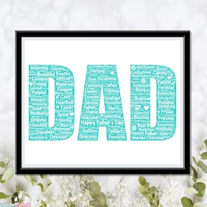Personalized Fathers Day Gifts Word Art Wall Print - Dad Letters Gifts Wall Decor Custom Word Cloud Wall Art