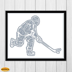 Personalized Hockey Gifts - Wall decor - Ice Hockey Gift  For Son, Dad, Uncle Brother Husband - Word Wall Art Room Personalised Prints