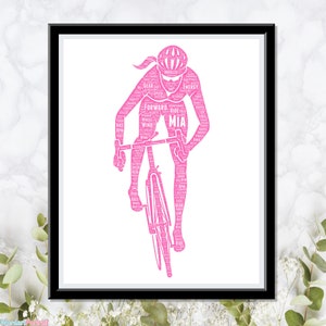 Female Cyclist Personalized Gift for Her Girl Cycle Racing Bicycle Gifts Daughter Sister Girlfriend For Her Gifts Wordle Word Art Cloud