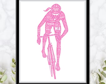 Female Cyclist Personalized Gift for Her Girl Cycle Racing Bicycle Gifts Daughter Sister Girlfriend For Her Gifts Wordle Word Art Cloud