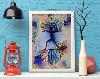 Yoga Art Motivational Watercolor Print Yogi Poster Yoga Pose Yoga Print Yoga man Yoga Studio Yogi Wall Decor Yogi Gift