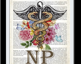 NP Graduation Gift, Nurse Print, Nurse Decor ,NP with Flowers Print, Nurse Practitioner Gift, Registered Nurse, Nurse Appreciation Gift