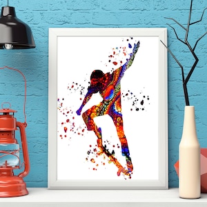 Skateboarding Wall Art Skateboarder Watercolor Print Skateboard Street Sport Art Wall Art Wall Decor Boys Girls Room Home Decor Nursery