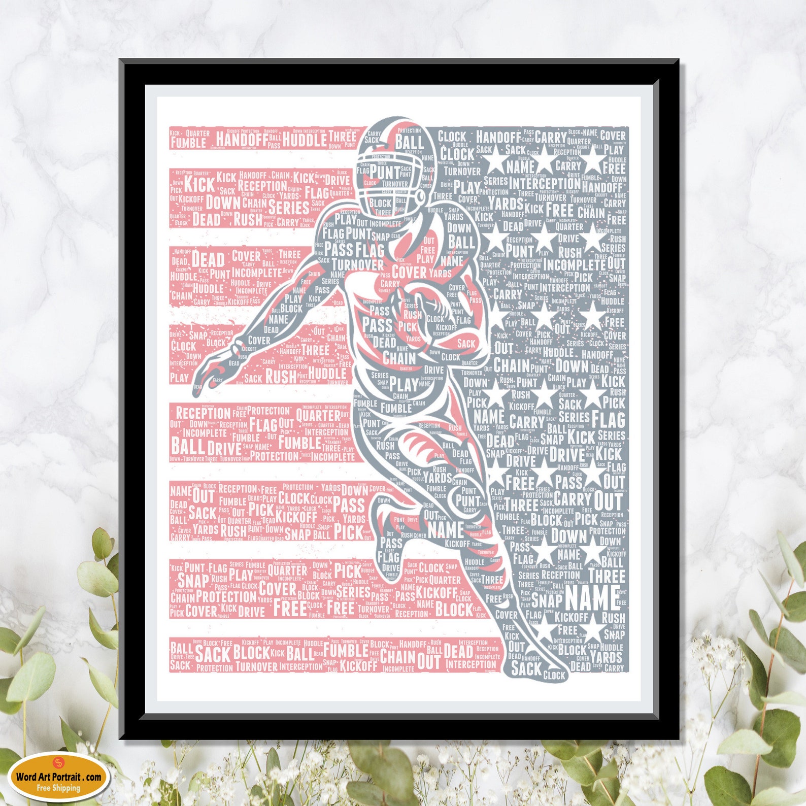 Personalized Football Wall Decor Art Gift for Son Dad Etsy