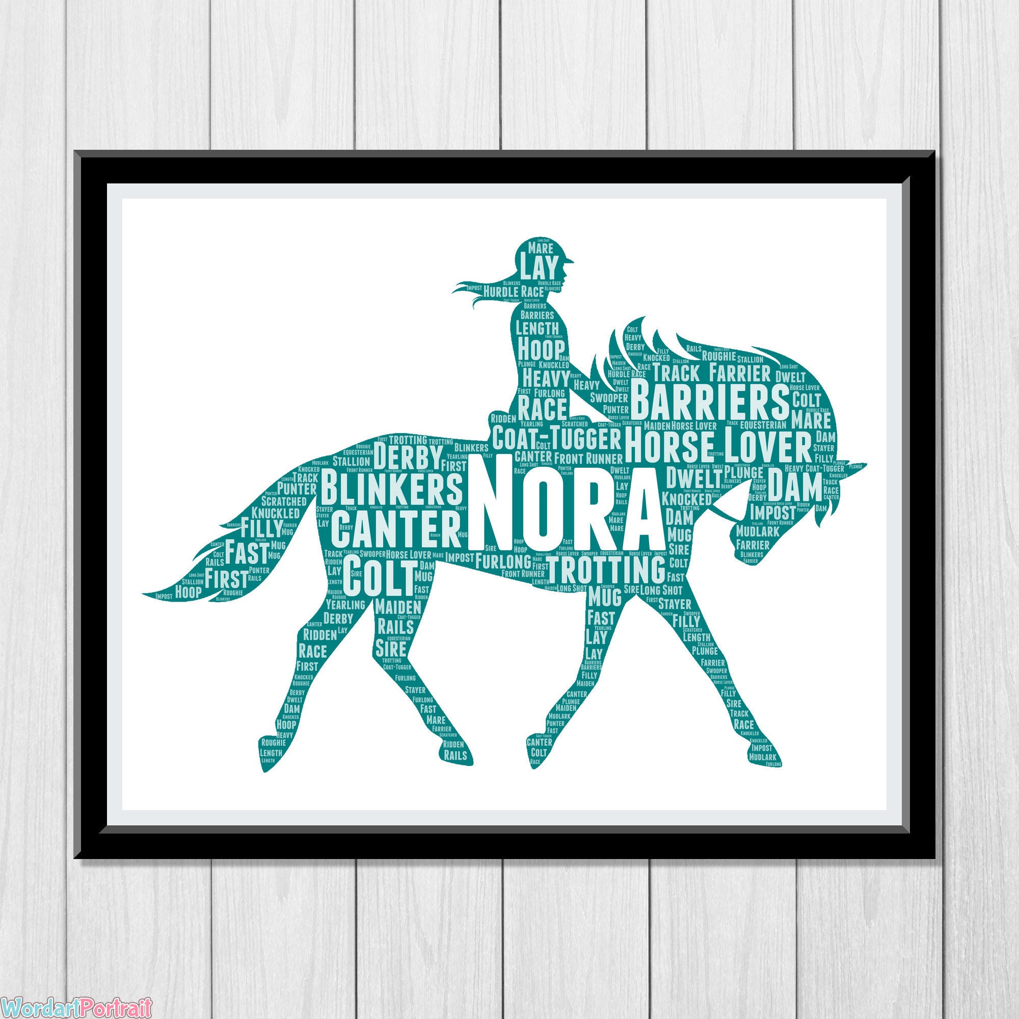 Horse Gift - Personalize Gift for Horse Rider - Dressage Showjumping Event Equestrian Gifts Horse Lover Owner Horse Rider Wordle Wall Print