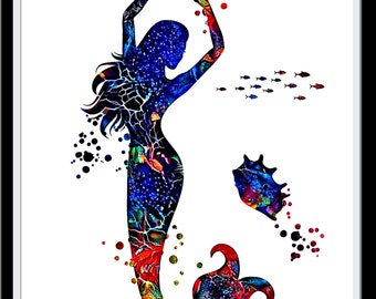 Mermaidhaus Mermaid Bathroom Decor Vibrant Wall Art for Bedroom Modern Artwork for Walls Colorful Mermaid Decor for Girl Room Art Wall Decor