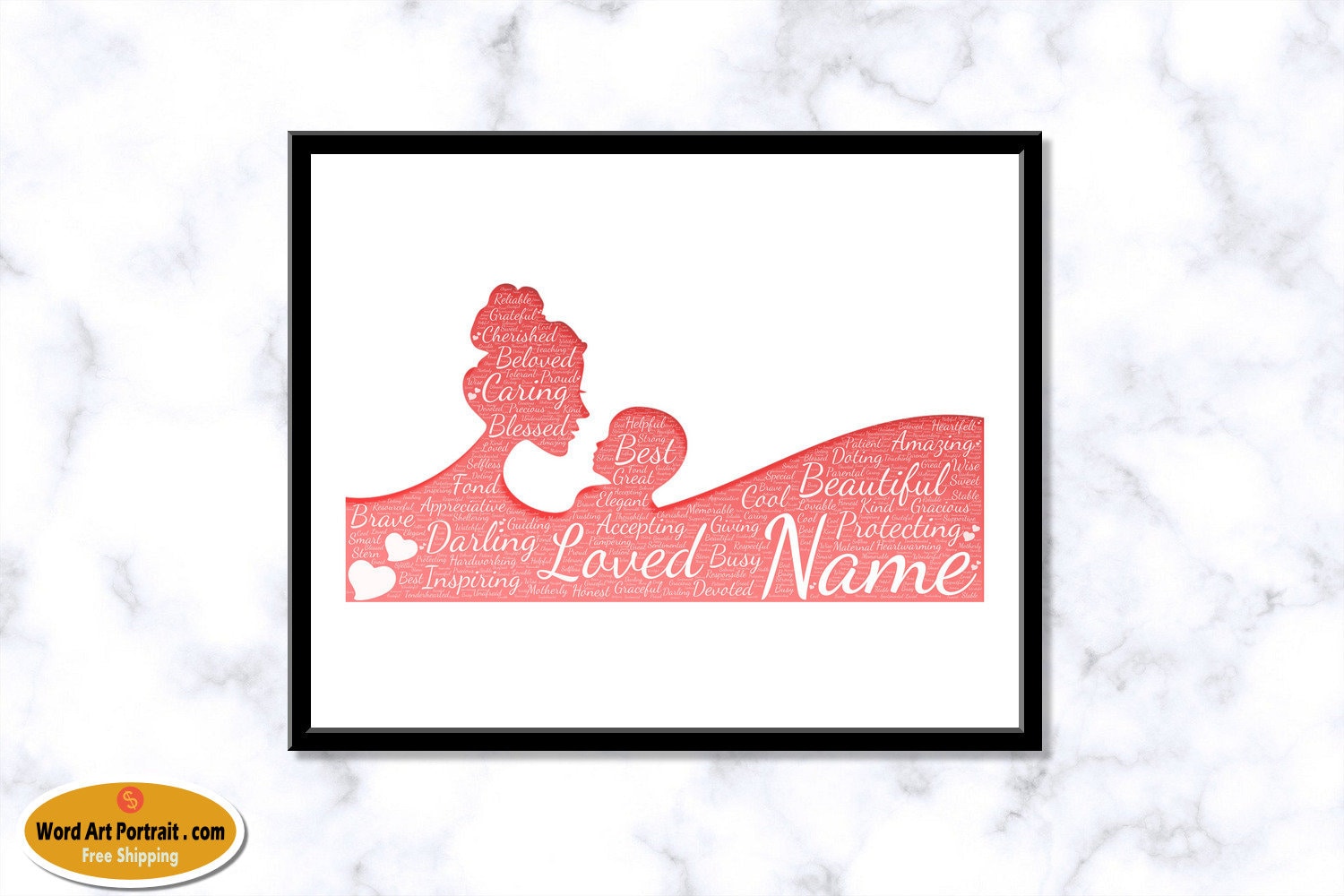 Personalized Mothers Day Gift - Wall Art Print for Mom - Custom Wall Decor for Mommy - and Baby