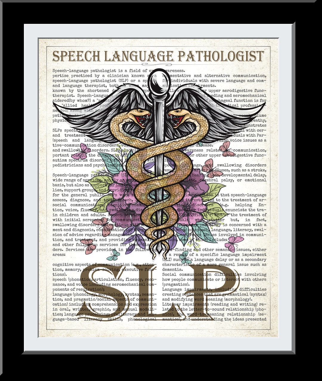 Slp Ribbons Speech Language Pathologist Gift, SLP With Flowers Print, Speech ...