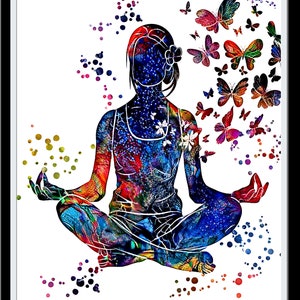 Yoga Studio Wall Hanging Decor Meditation Poster Wall Art Boho Art Zen Meditation Room Decor Hippy Girl