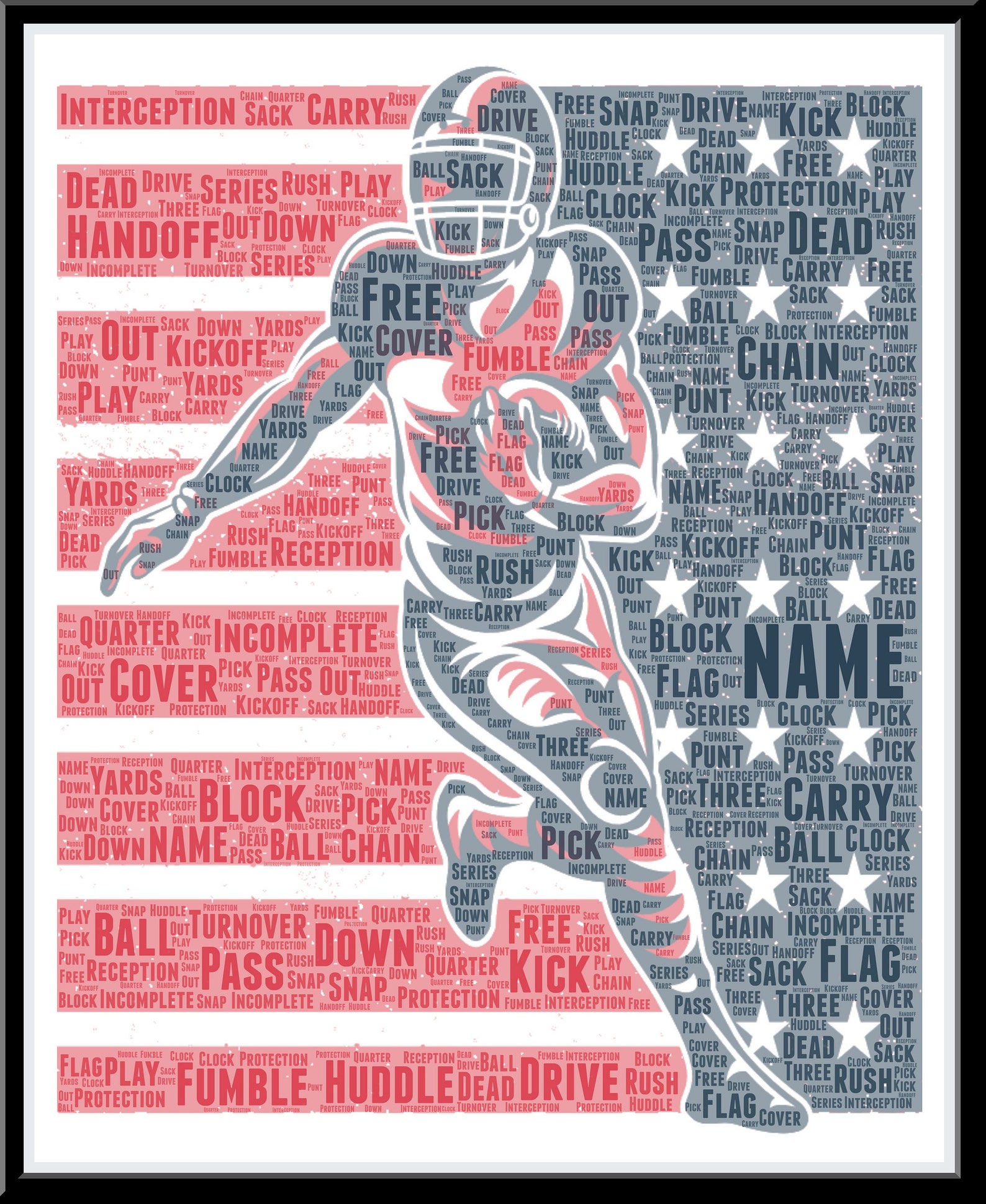 Personalized Football Wall Decor Art Gift for Son Dad Etsy