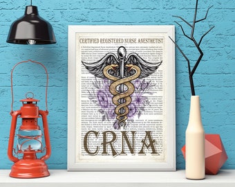 CRNA with Flowers Print, Certified Registered Nurse Anesthetist Gift, CRNA Gift, Medical Print, CRNA Graduation, Anesthetist Gift Idea