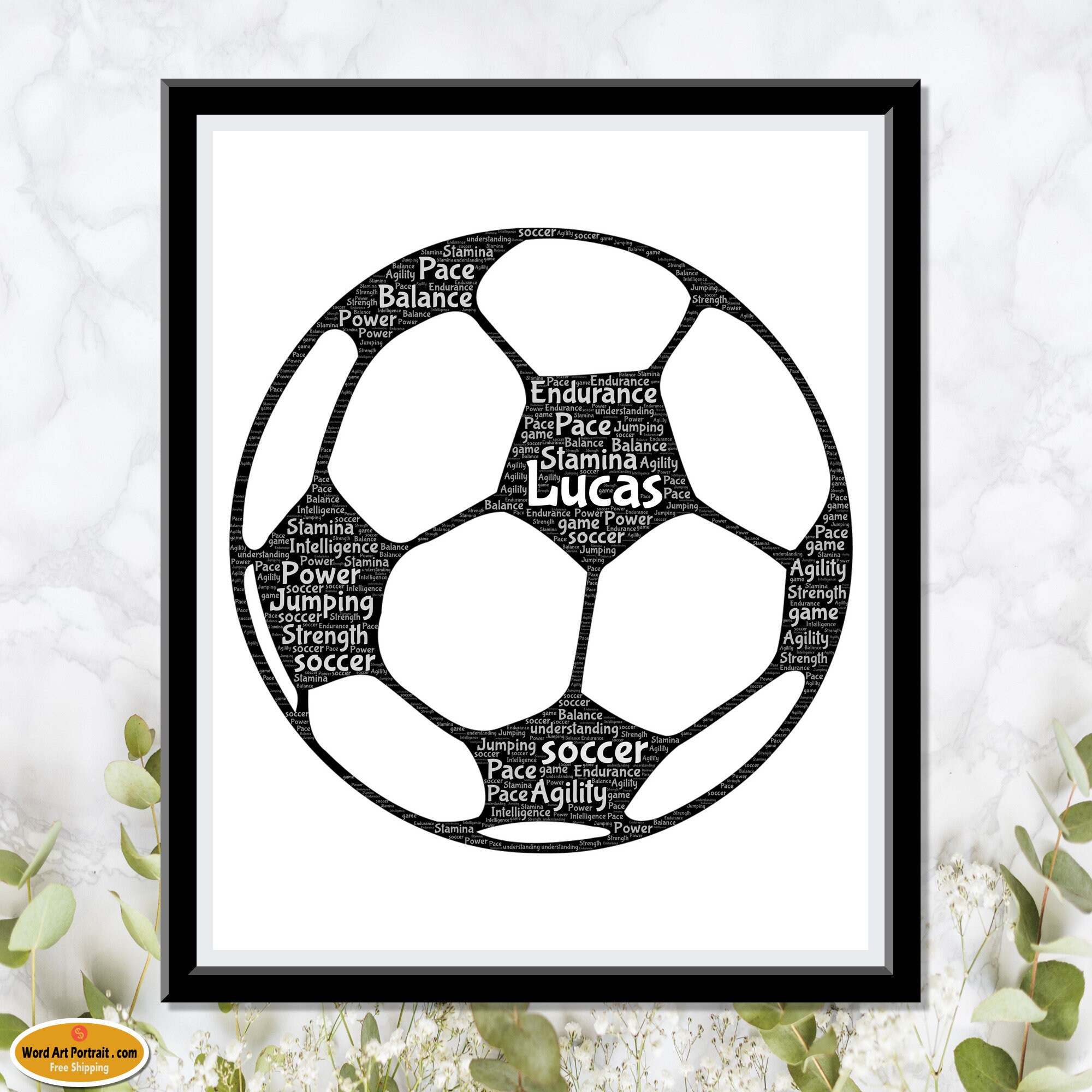 Personalized Soccer ball print-  Soccer Gifts for men - and women - Football Wall Art Decor - For Him and For Her