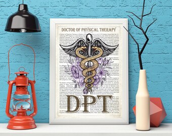 DPT 卒業記念ギフト 医療用プリント DPT 花付きプリント 理学療法士ギフト DPT 卒業 医師 オフィス デコレーション