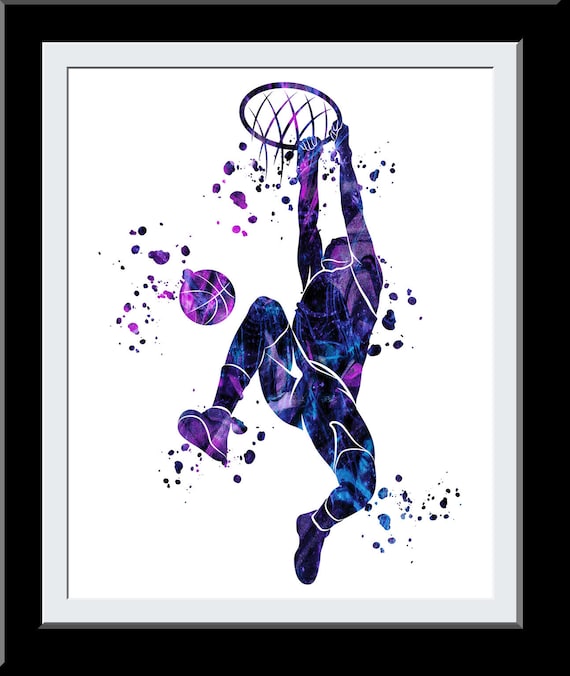 Basketball Wall Hanging Basketball Watercolor Print Jumpman Etsy